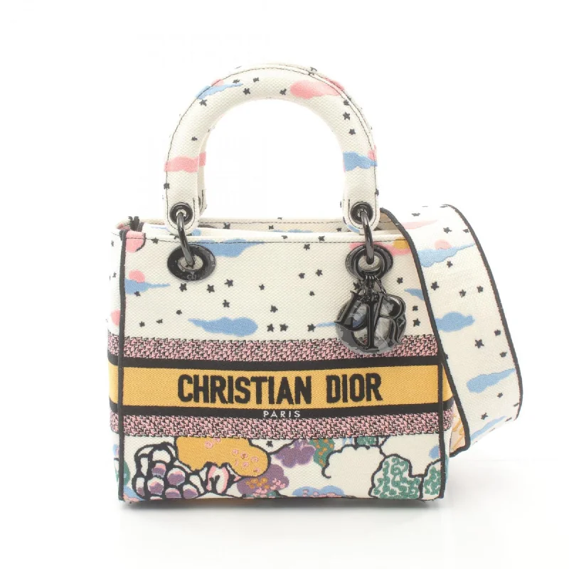 Christian Dior Dior Lady Handbag Bag Canvas Women's White Multicolor