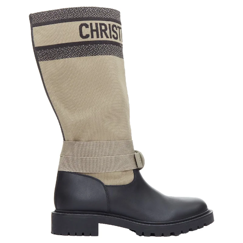 Christian Dior D-Major canvas safari boots