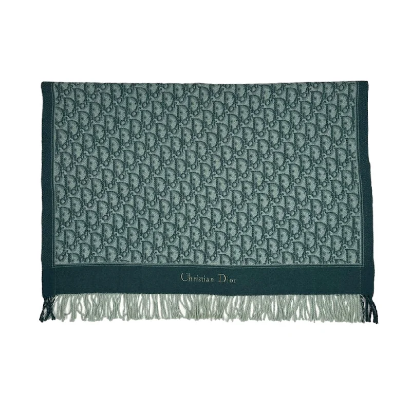 DIOR TROTTER MONOGRAM TASSEL SCARF - TEAL