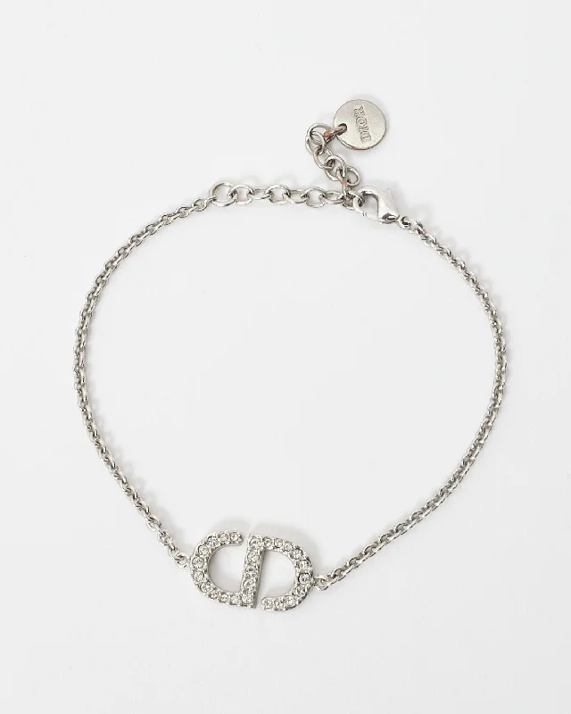 Dior Silver & Pavé Rhinestone Petit CD Bracelet