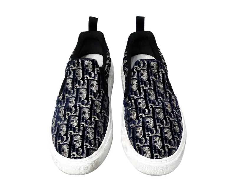 Christian Dior Oblique Navy Monogram Slip-On Sneakers