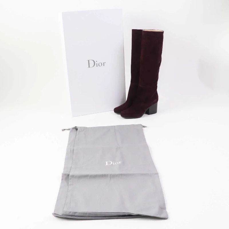 Christian Dior Knee-high boots Main: Suede DEEP AMARAN DIORAGE Women 36.5 Used Authentic