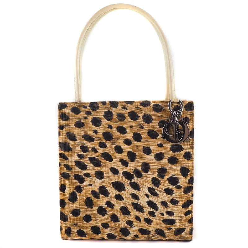 Dior Leopard Canvas Handbag Yellow