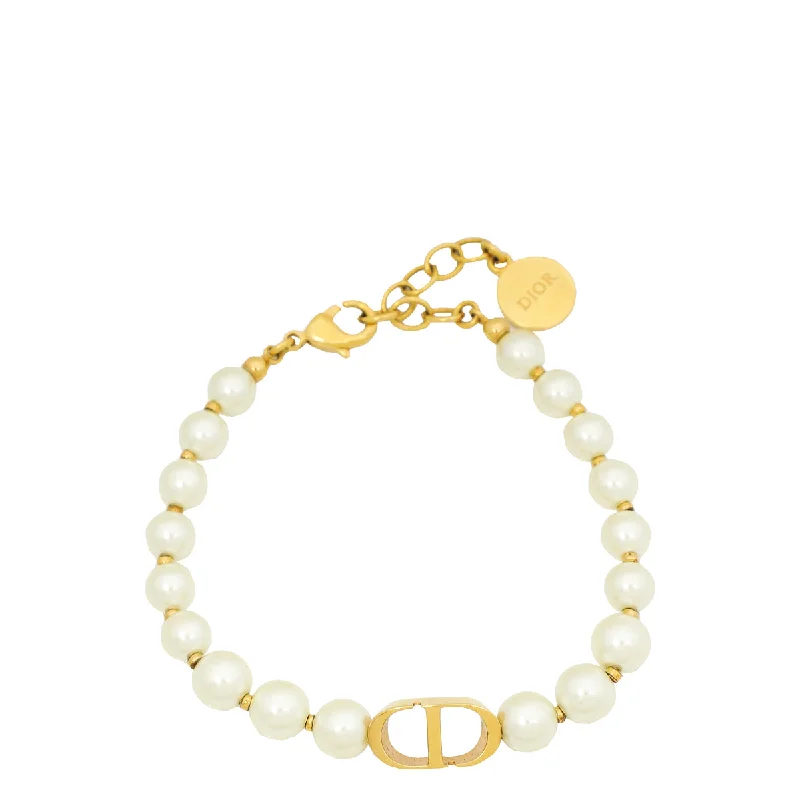 Christian Dior White CD 30 Montaigne Faux Pearl  Bracelet