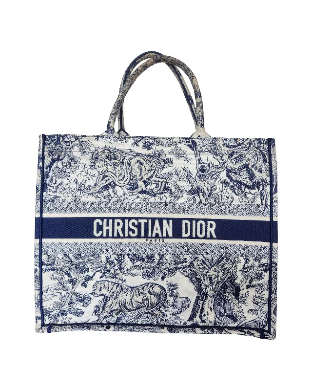 Dior Book Small Tote Bag in Navy Blue Canvas