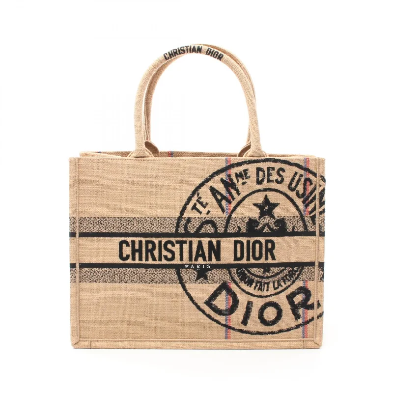 Dior Book Tote Medium Jute Canvas Bag