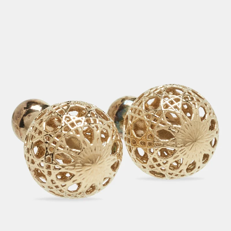 DIOR Mise En  Tribales Cannage Gold Tone Stud Earrings