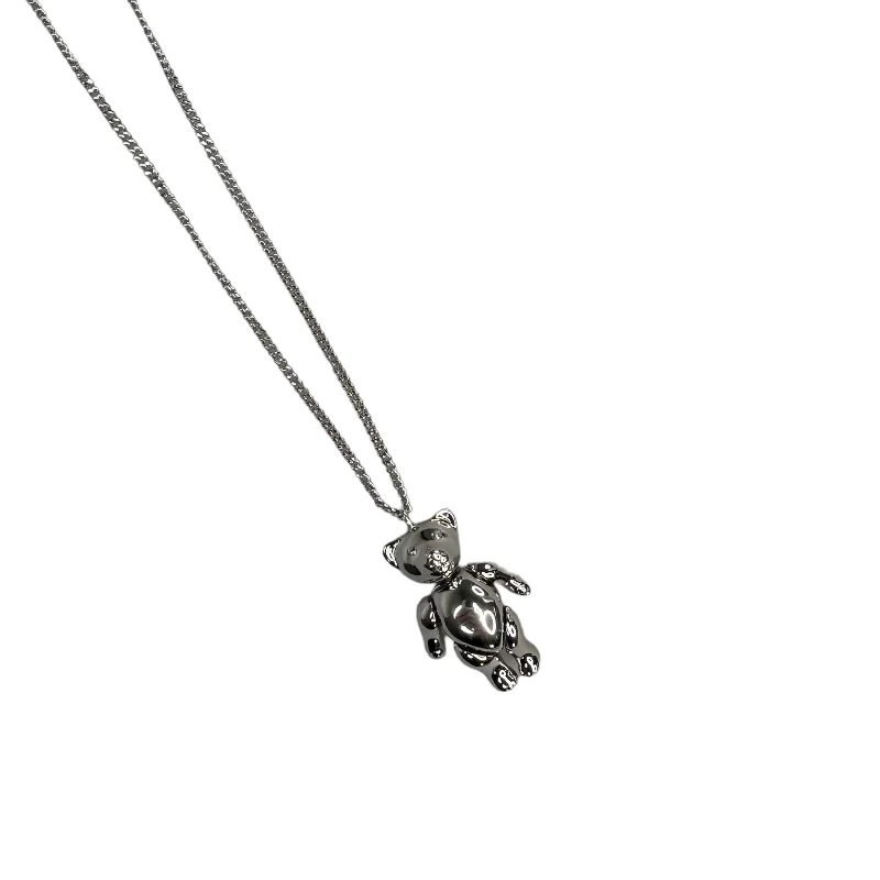 DIOR 3D TEDDY BEAR PENDANT NECKLACE - SILVER