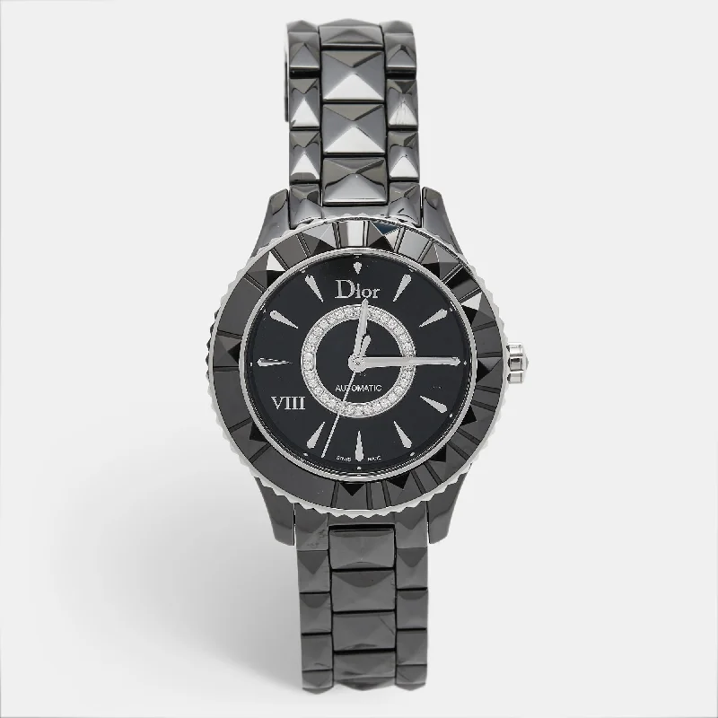 Dior Black Diamond Ceramic Stainless Steel Dior Viii Cd1245E0C002 Women's Wristwatch 38 Mm