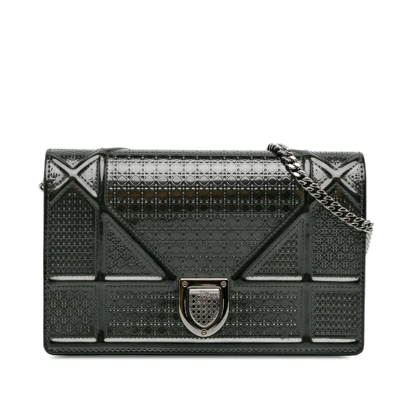 Dior Metallic Patent Microcannage Diorama Wallet on Chain (SHG-PbiarO)