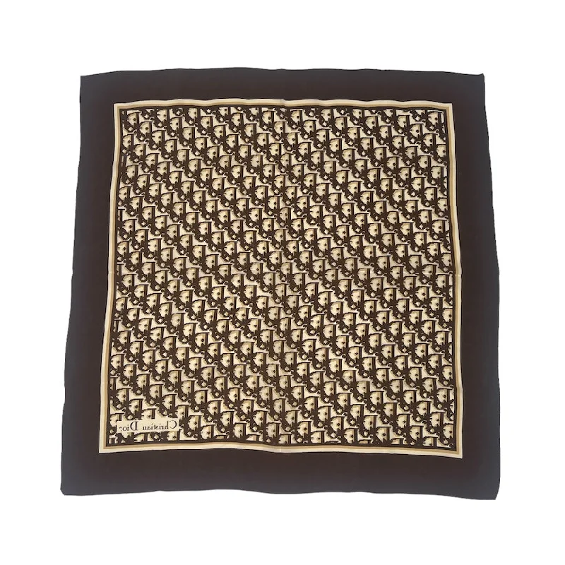 DIOR BROWN/BEIGE SILK CHIFFON SCARF