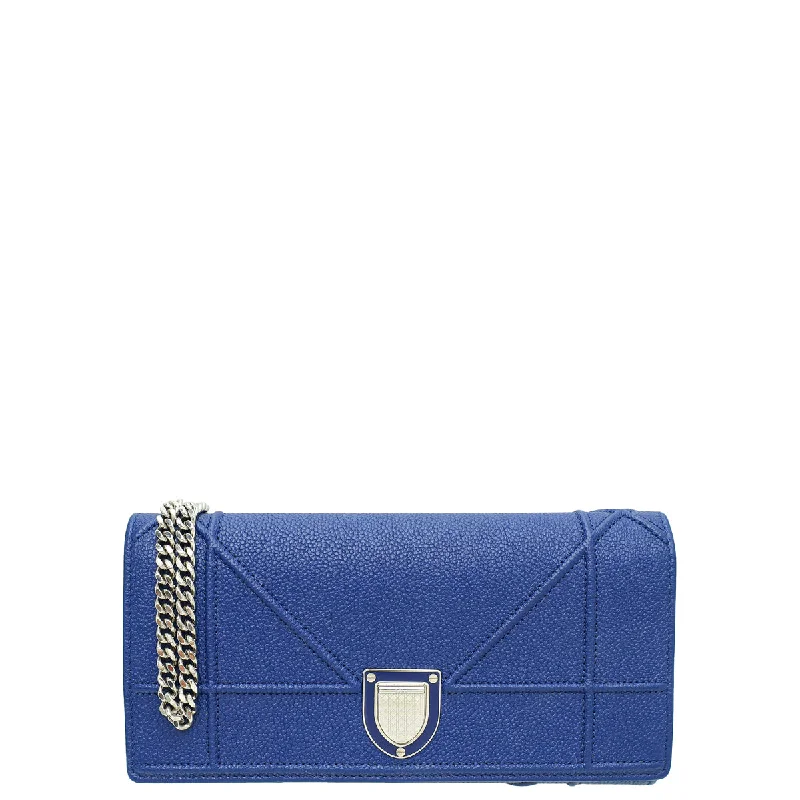 Christian Dior Blue Diorama Wallet On Chain