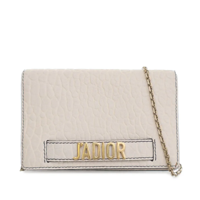 White Dior Calfskin JAdior Wallet On Chain Crossbody Bag