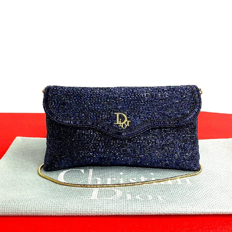 Dior Vintage Bead Shoulder Bag Navy