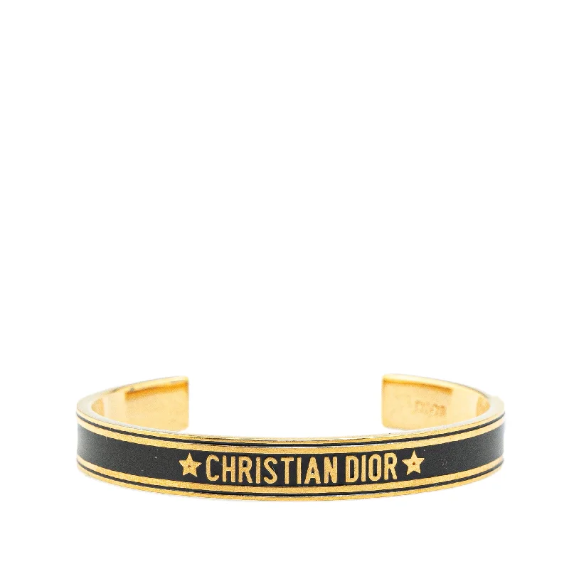 Black Dior Enamel Code Cuff Bracelet