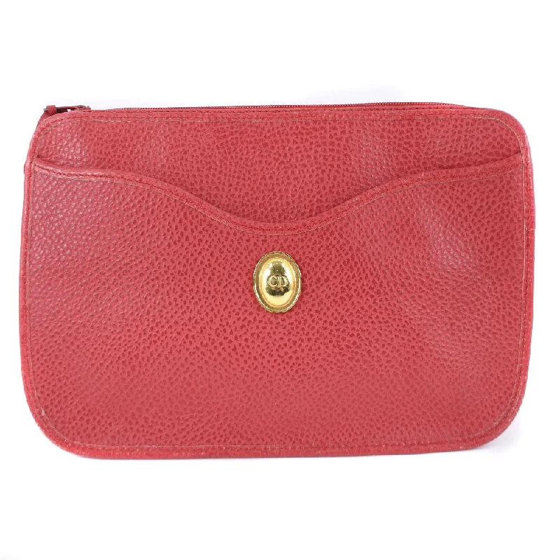 Christian Dior Clutch bag leather Red Women Used Authentic