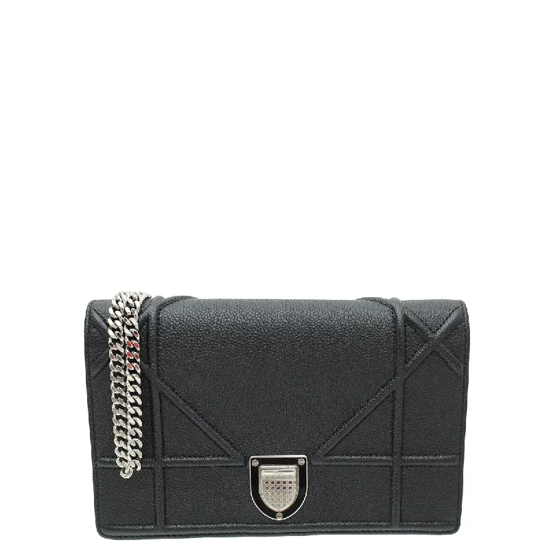 Christian Dior Black Diorama Wallet on Chain