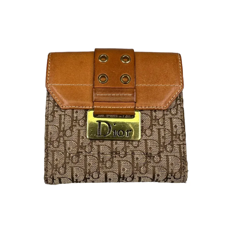 DIOR 2003 'STREET CHIC' TROTTER CANVAS WALLET BEIGE/LIGHT BROWN