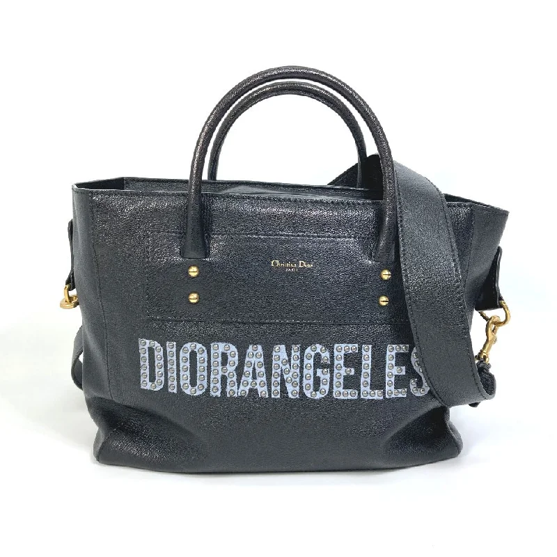 Christian Dior Tote Bag leather black DIORANGELS Shoulder Bag Shoulder Bag