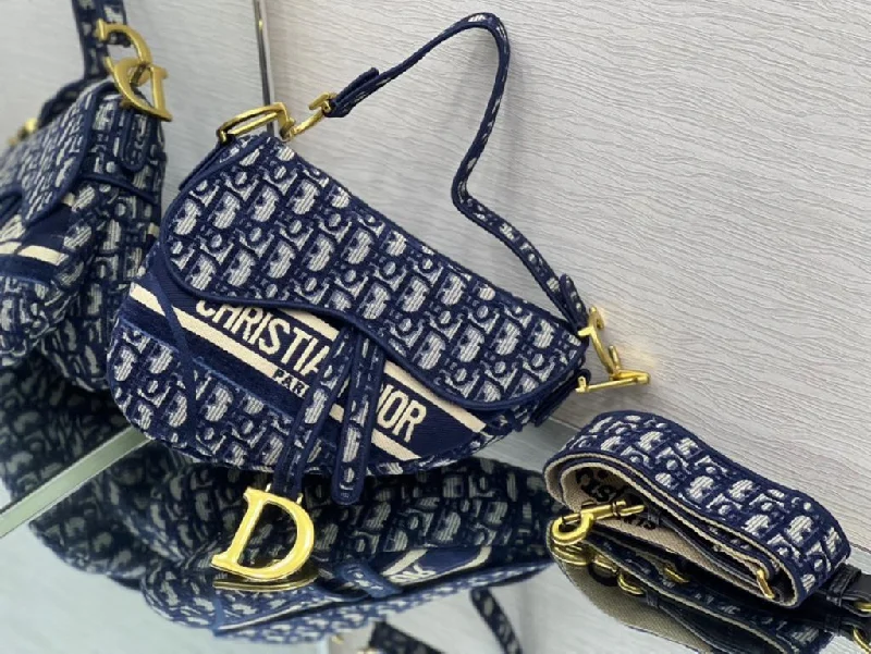 Christian Dior Saddle Bag Blue For Women