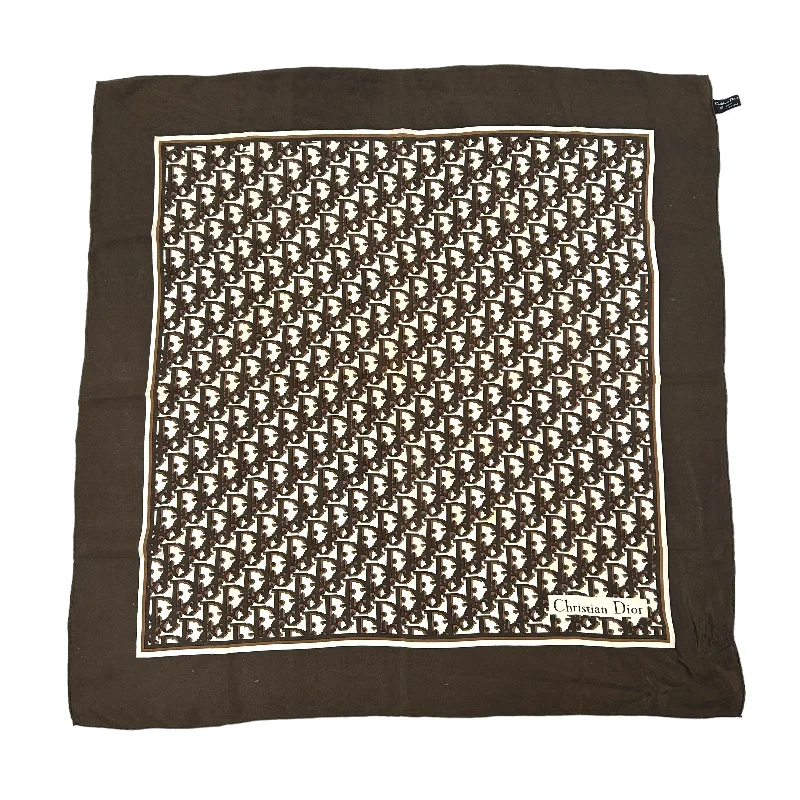 DIOR WALNUT BROWN/WHITE SILK SCARF