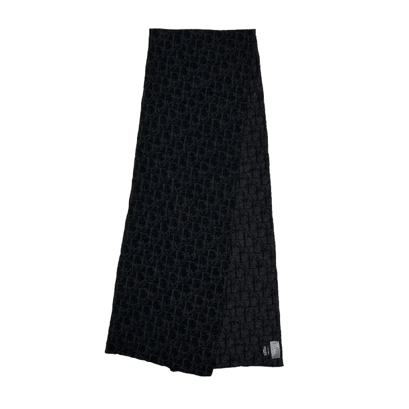 DIOR OBLIQUE MONOGRAM WOOLEN SCARF BLACK/GREY