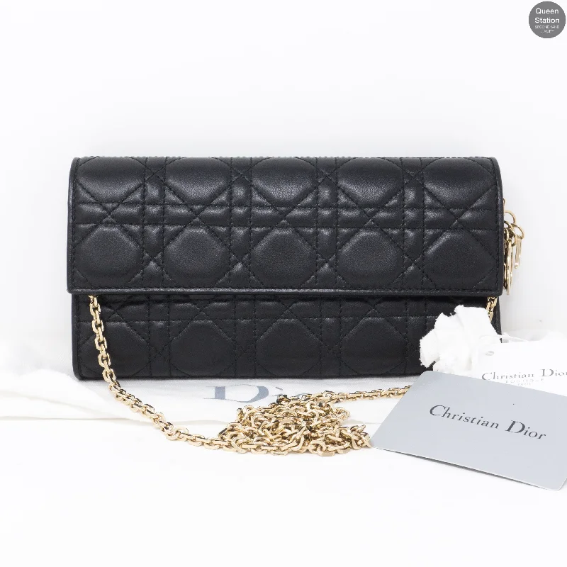 Lady Dior Wallet On Chain Black Leather