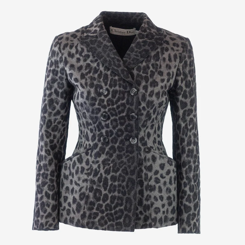 DIOR - GREY LEOPARD BAR JACKET IN SIZE 34 FR