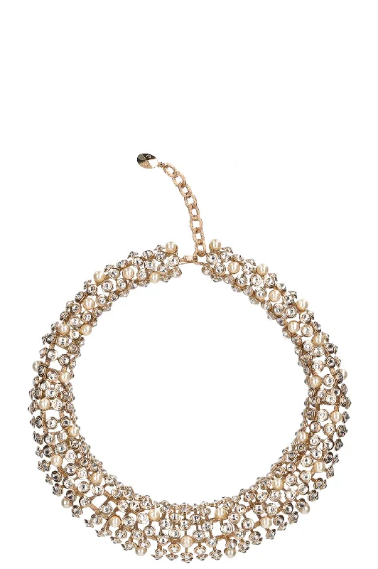 CHRISTIAN DIOR Crystal Necklace Champagne Gold