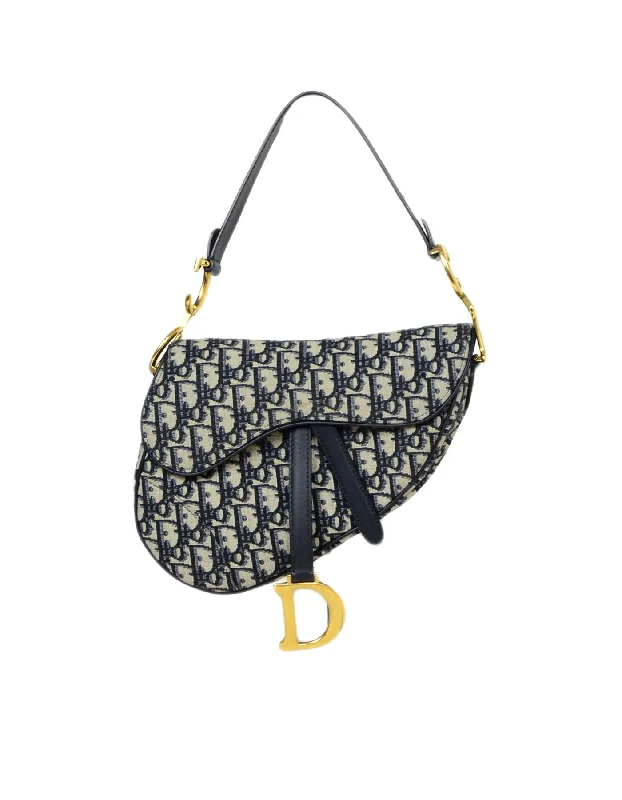 Christian Dior Blue Oblique Monogram Canvas Saddle Bag