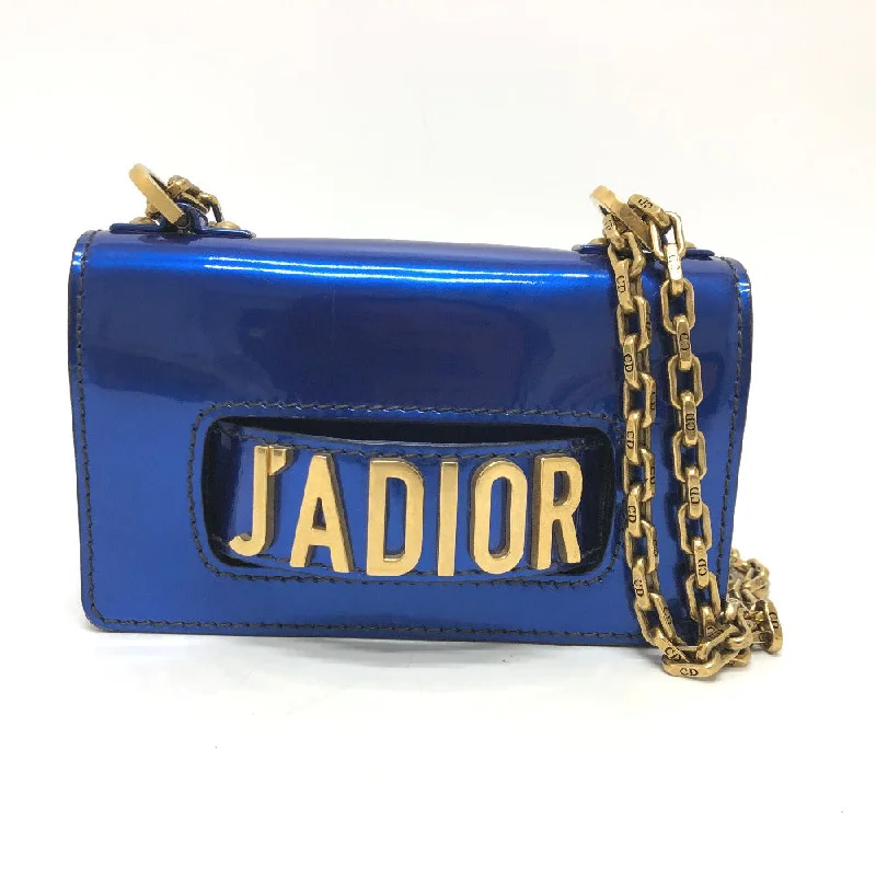 Dior Shoulder Bag Enamel / leather gunmetal blue Jadior Women Used Authentic