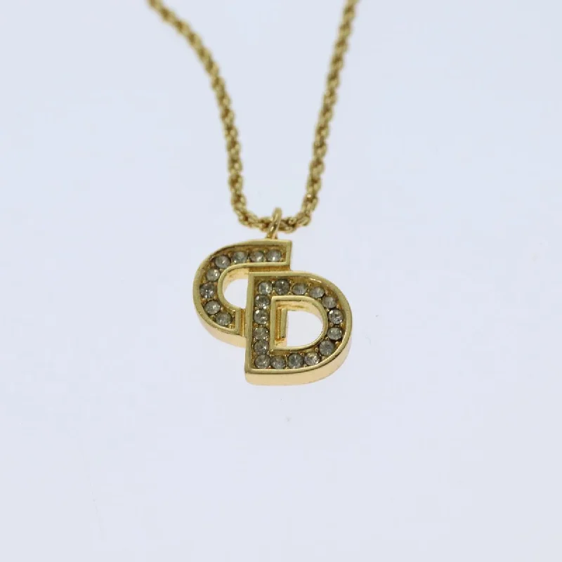 CHRISTIAN DIOR Necklace metal Gold Auth yk13050