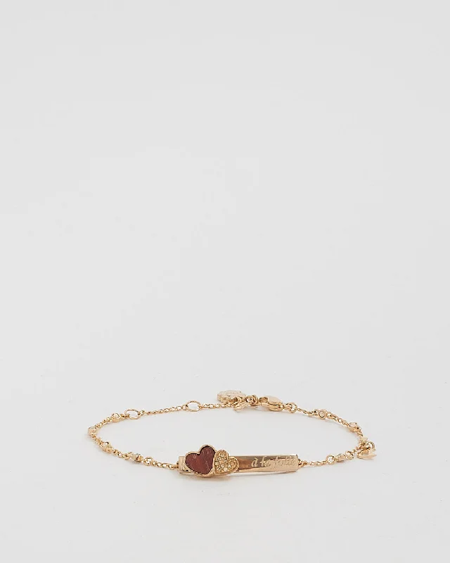 Dior Gold Je T'aime Heart Charm Bracelet