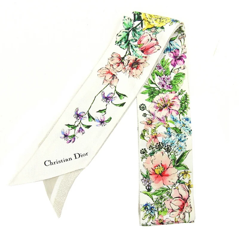 Christian Dior Dior Scarf Muffler Mitza 24FCO106I606 D-FLORAL Off-white Multicolor 100% Silk Women's Christian