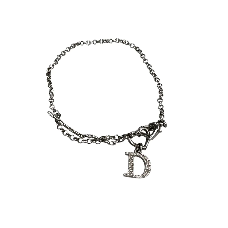 (FLAWED CHAIN) DIOR HEART & RHINESTONE D CHARM BRACELET