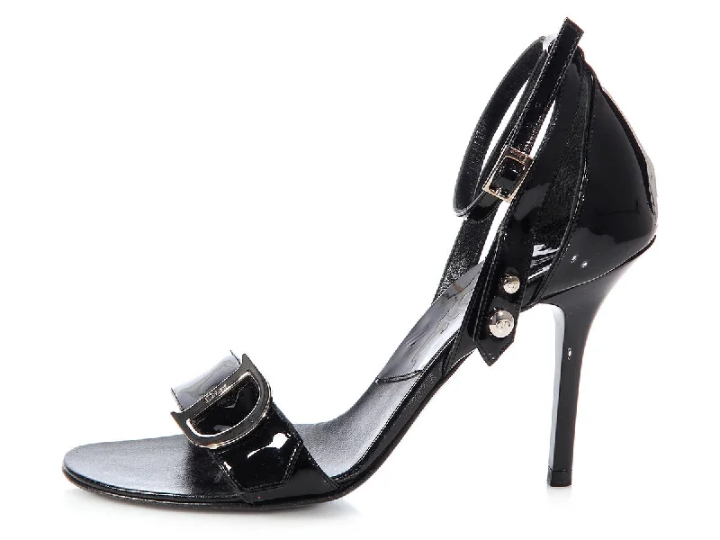 Christian Dior Black Patent Ankle Strap Sandals