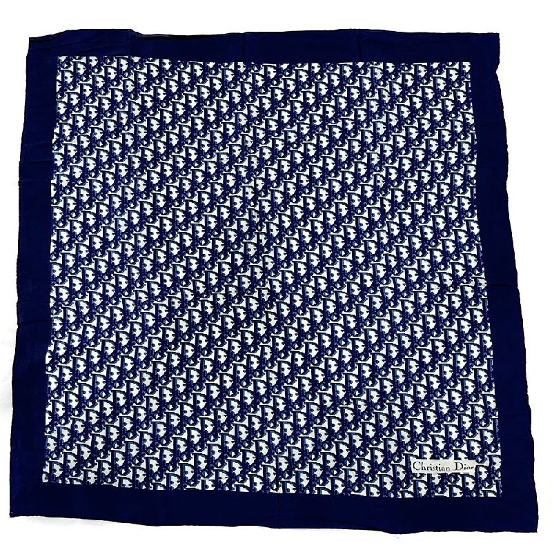 Christian Dior scarf silk Navy Trotter Women Used Authentic