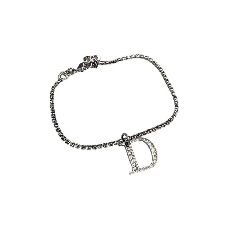 DIOR RHINESTONE CHARM AND CHAIN BRACELET