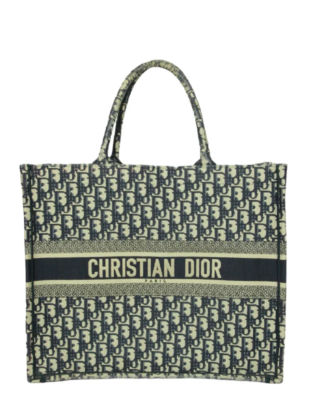 Christian Dior Blue Oblique Monogram Book Tote Bag w/ BROOKE