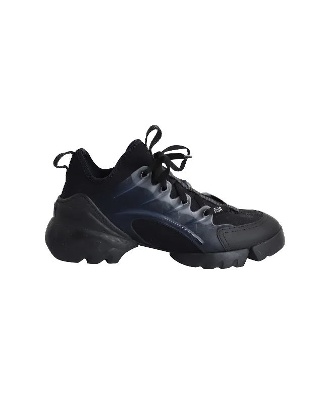 Dior D-Connect Sneakers in Black Leather and Neoprene