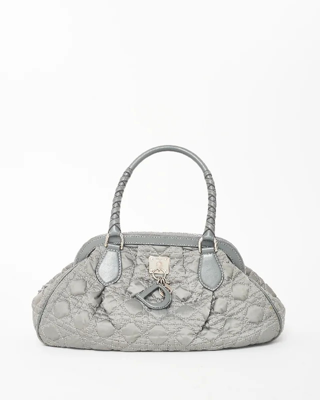 Dior Vintage Grey Cannage Satin Charming Doctor Bag