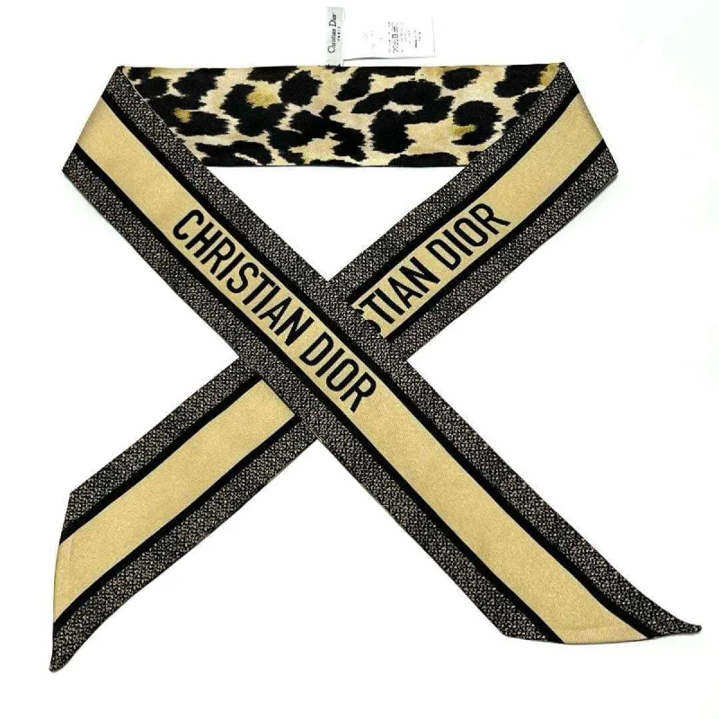 Christian Dior Dior Women's Mitza Scarf Bandana Leopard Print Silk