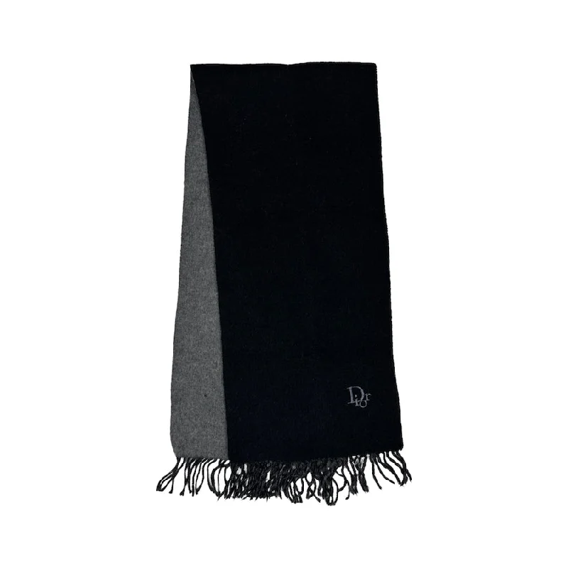 (NEW) DIOR EMBROIDERED OBLIQUE LOGO SCARF - GREY/GREY