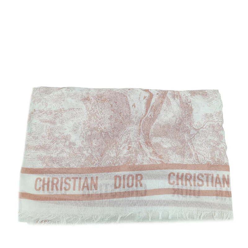 Christian Dior Pink Toile de Jouy Cotton Shawl