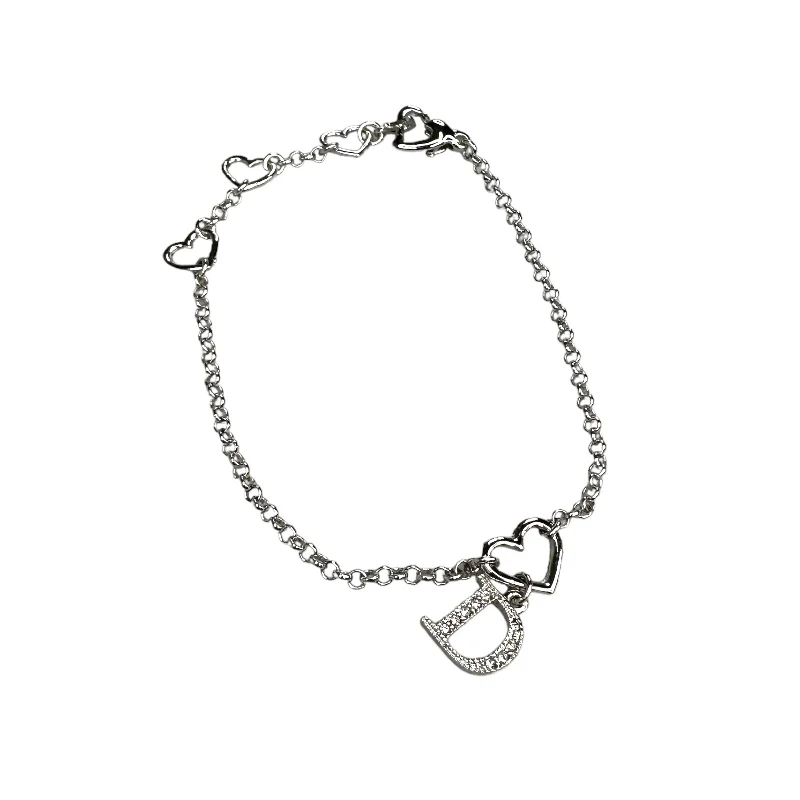 DIOR HEARTS & RHINESTONE "D" CHARM BRACELET