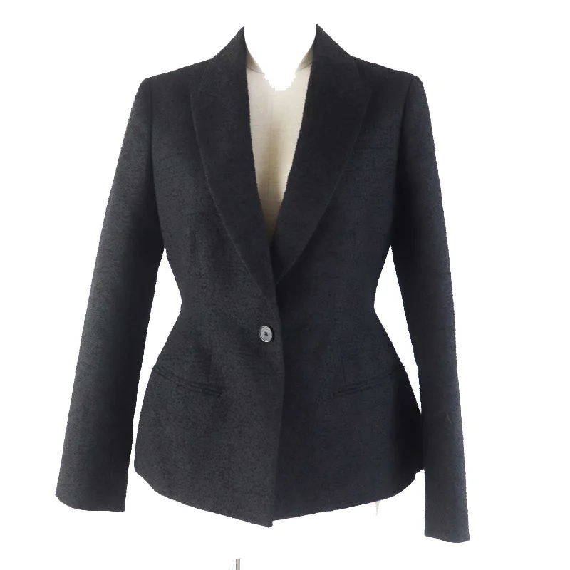 Christian Dior No color jacket 421V27A1761 wool black Single-breasted jacket / Solid color tweed jacket Boucle logo button 40