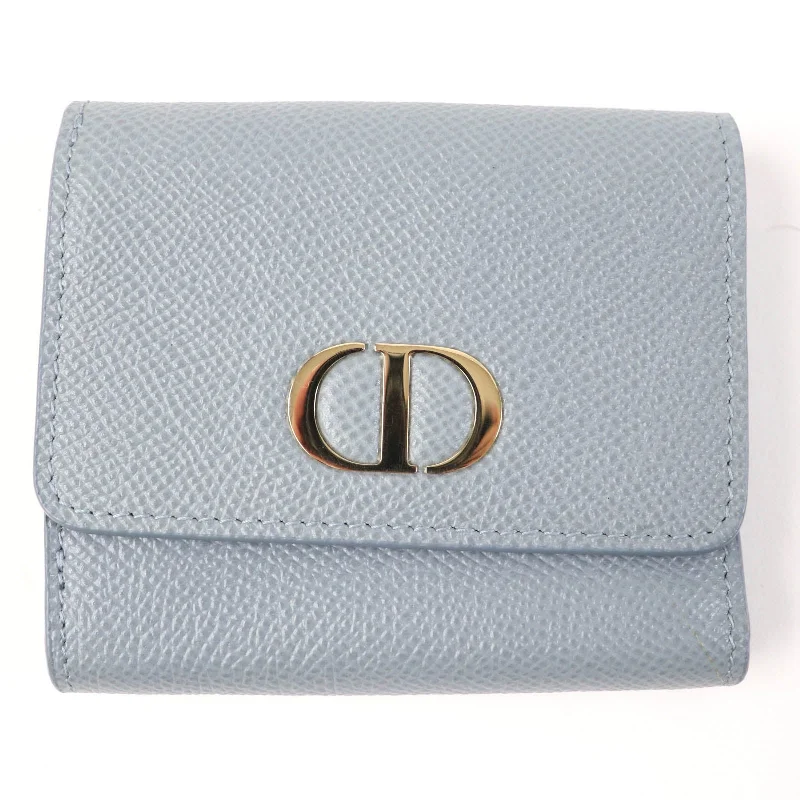 Christian Dior Tri-fold wallet Grain Calfskin Leather Cloud blue 30 Montagne Lotus Wallet