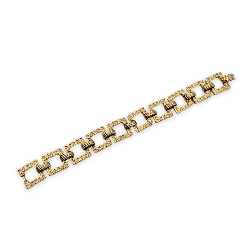 CHRISTIAN DIOR Vintage Gold Metal Square Links Bracelet