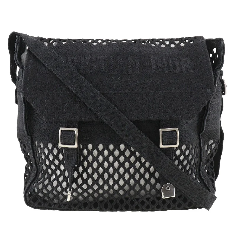 Christian Dior Shoulder Bag canvas black mesh Messenger