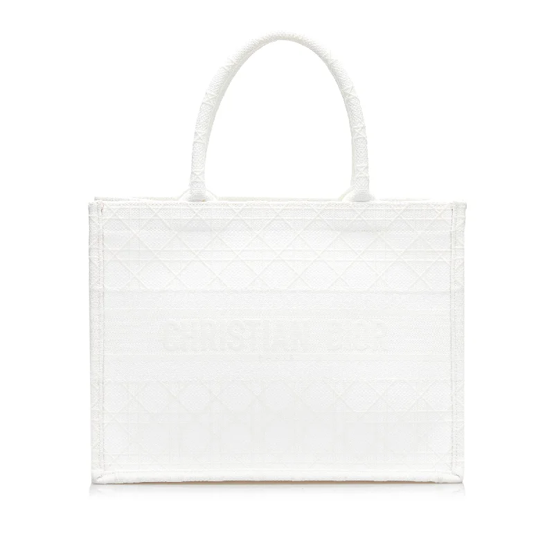 White Dior Medium Cannage Book Tote